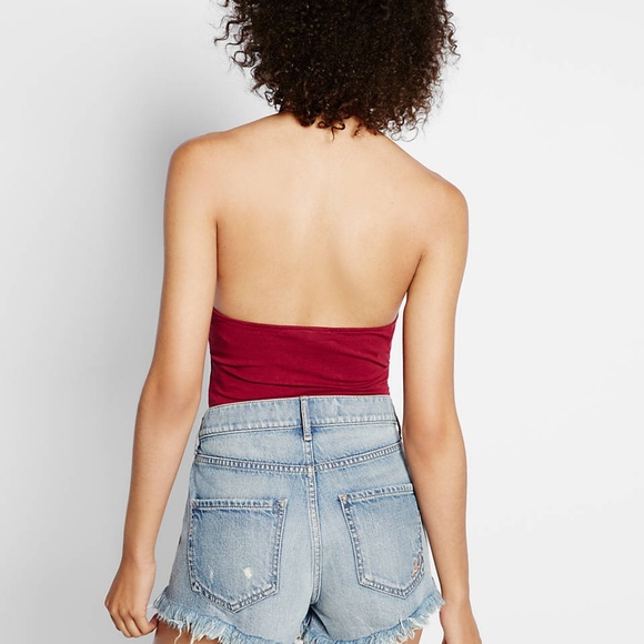 Express Large Thong Bodysuit Red Lace Up A114 - Picture 2 of 7